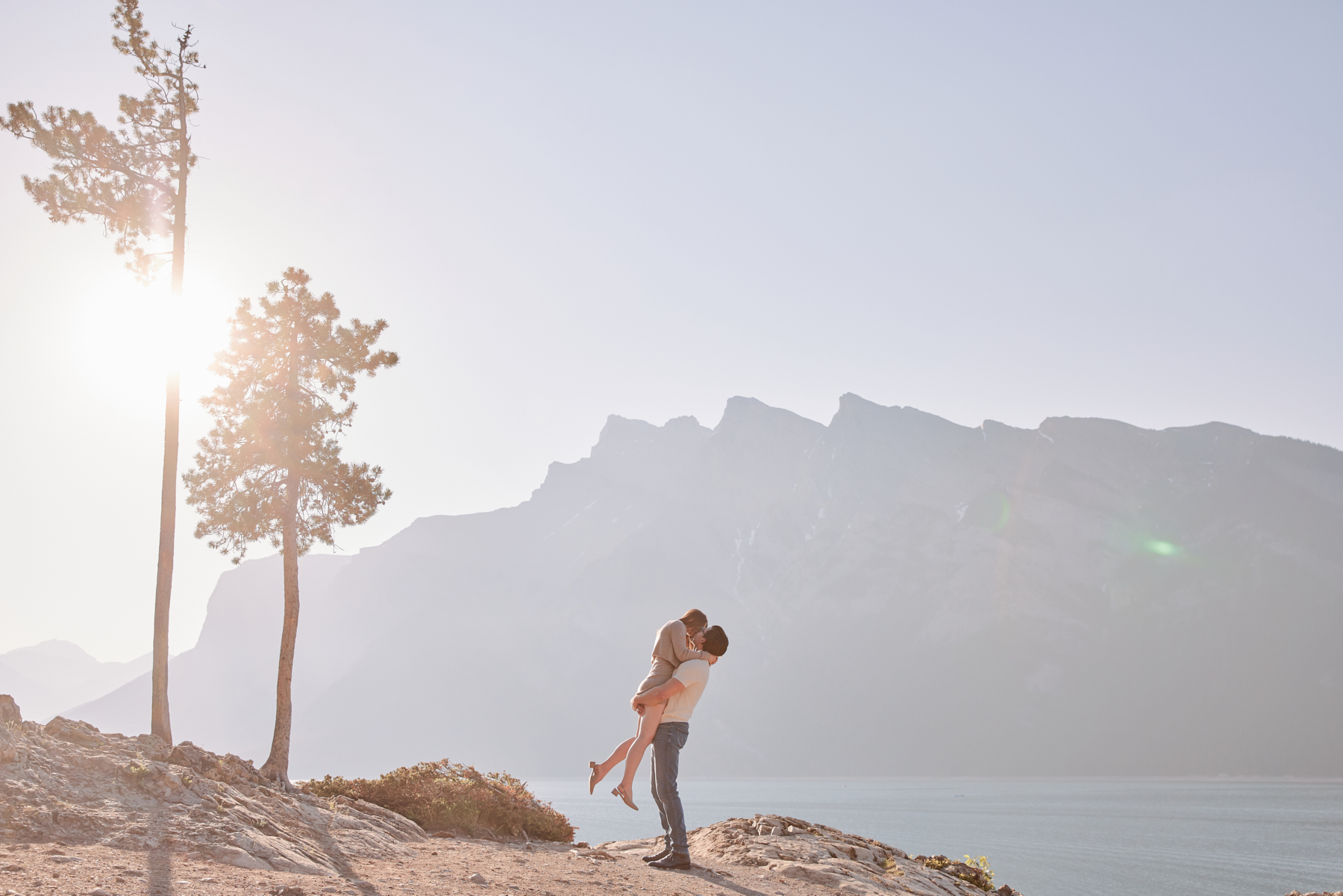 Lake Minnewanka Summer Engagement Photos