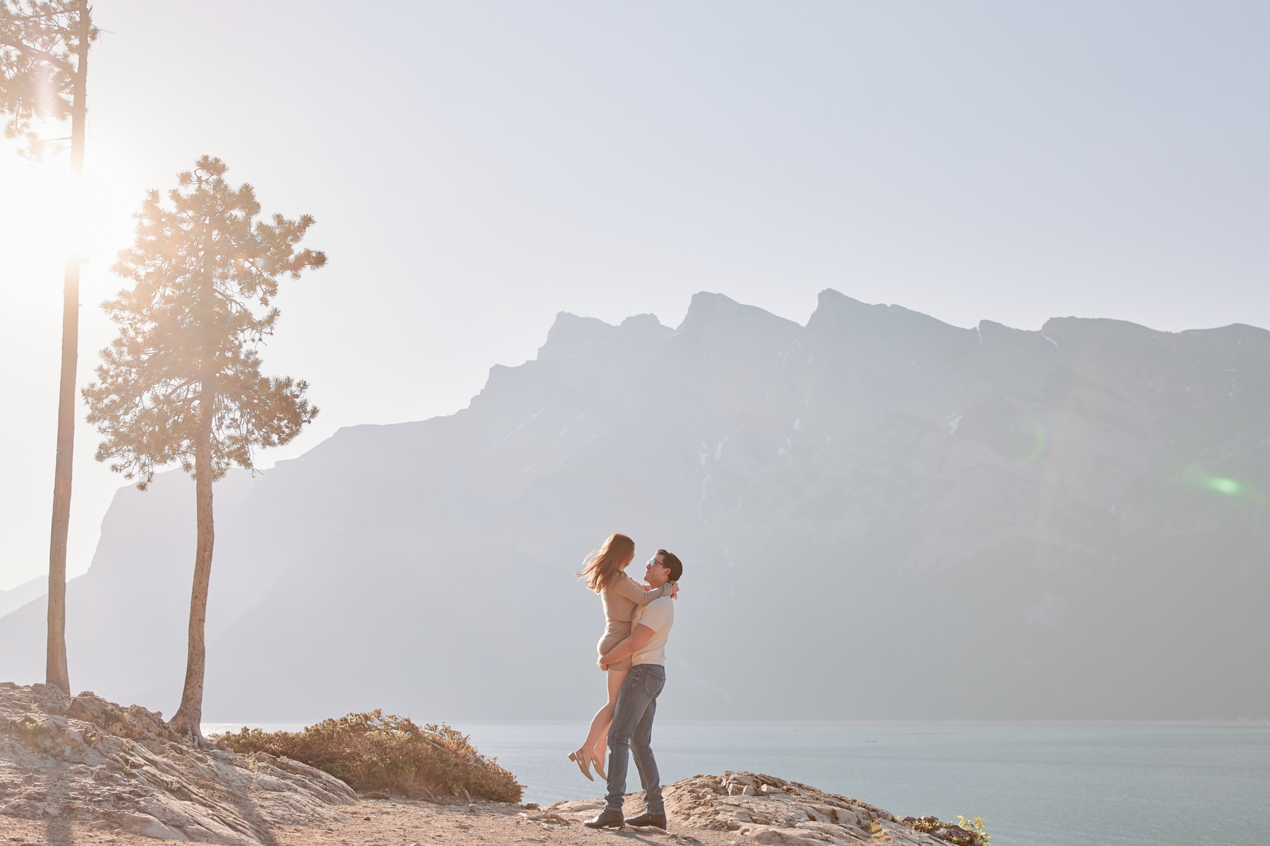 Lake Minnewanka Summer Engagement Photos