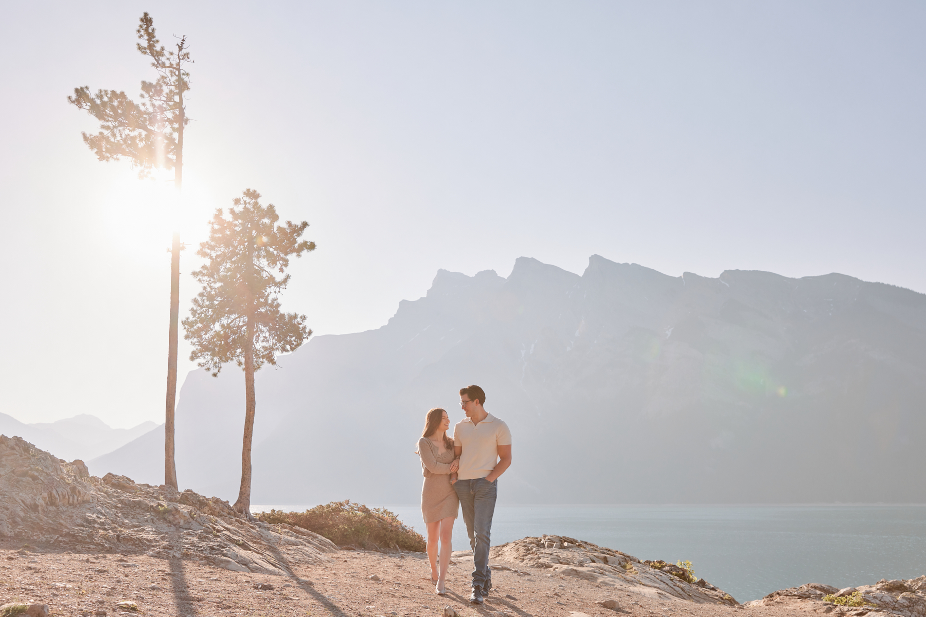 Lake Minnewanka Summer Engagement Photos
