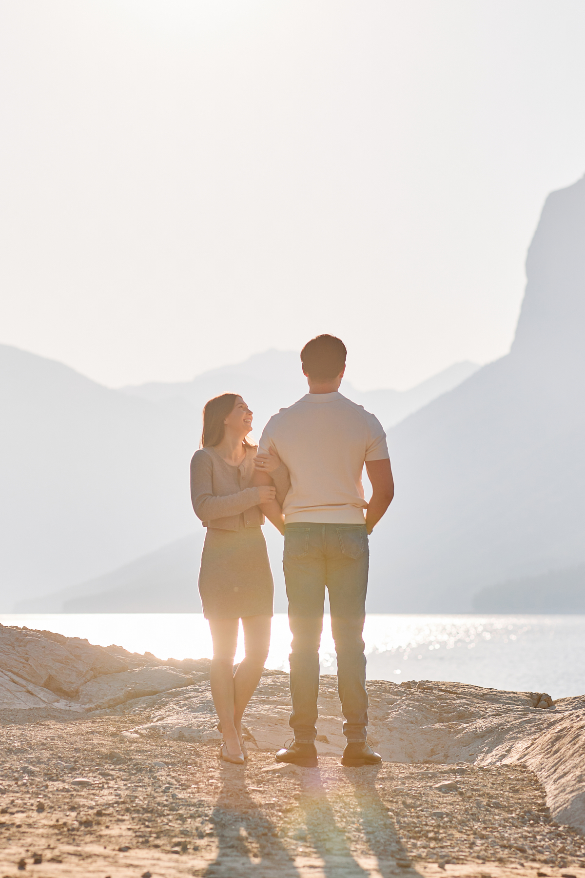 Lake Minnewanka Summer Engagement Photos
