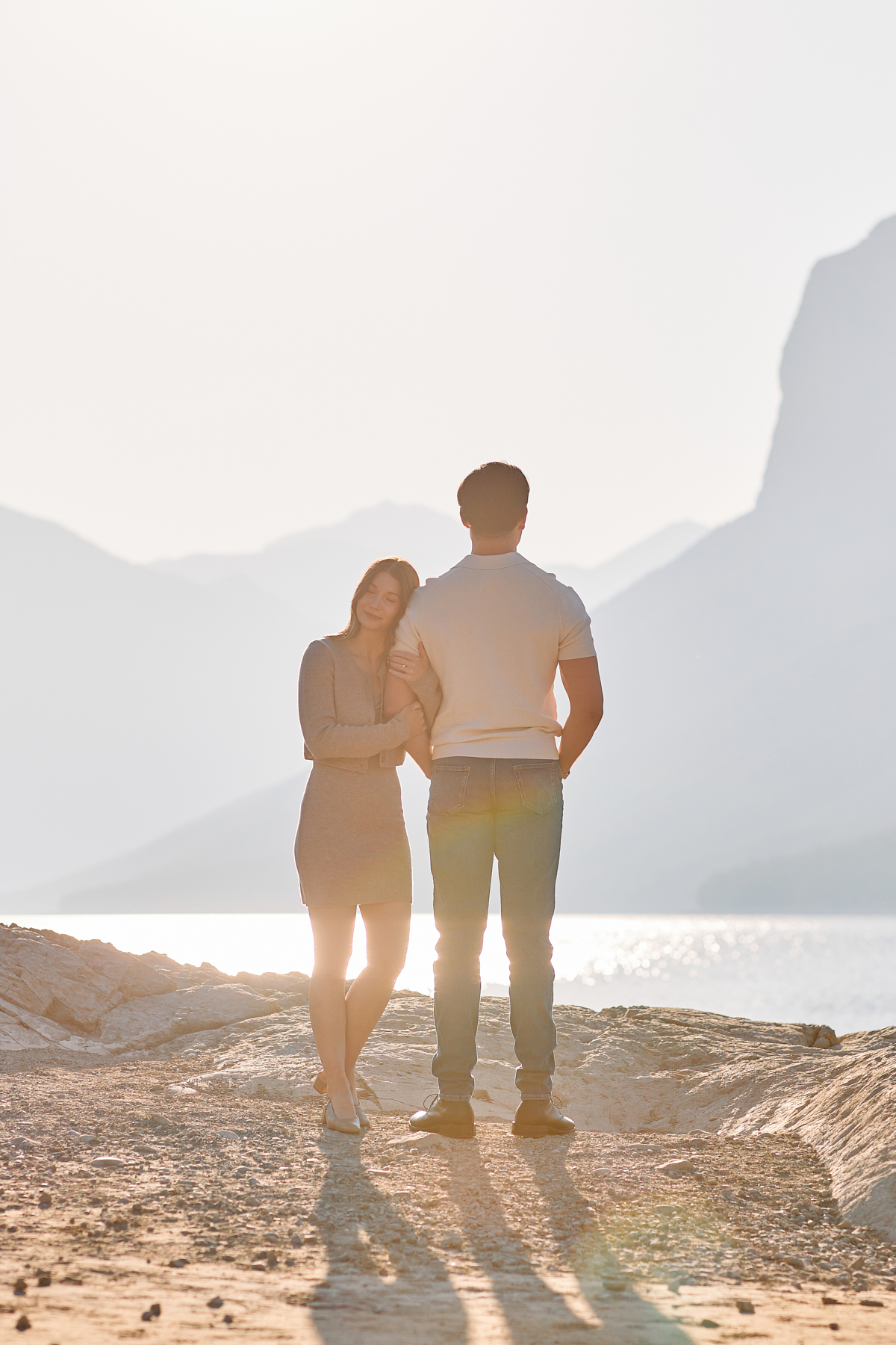Lake Minnewanka Summer Engagement Photos
