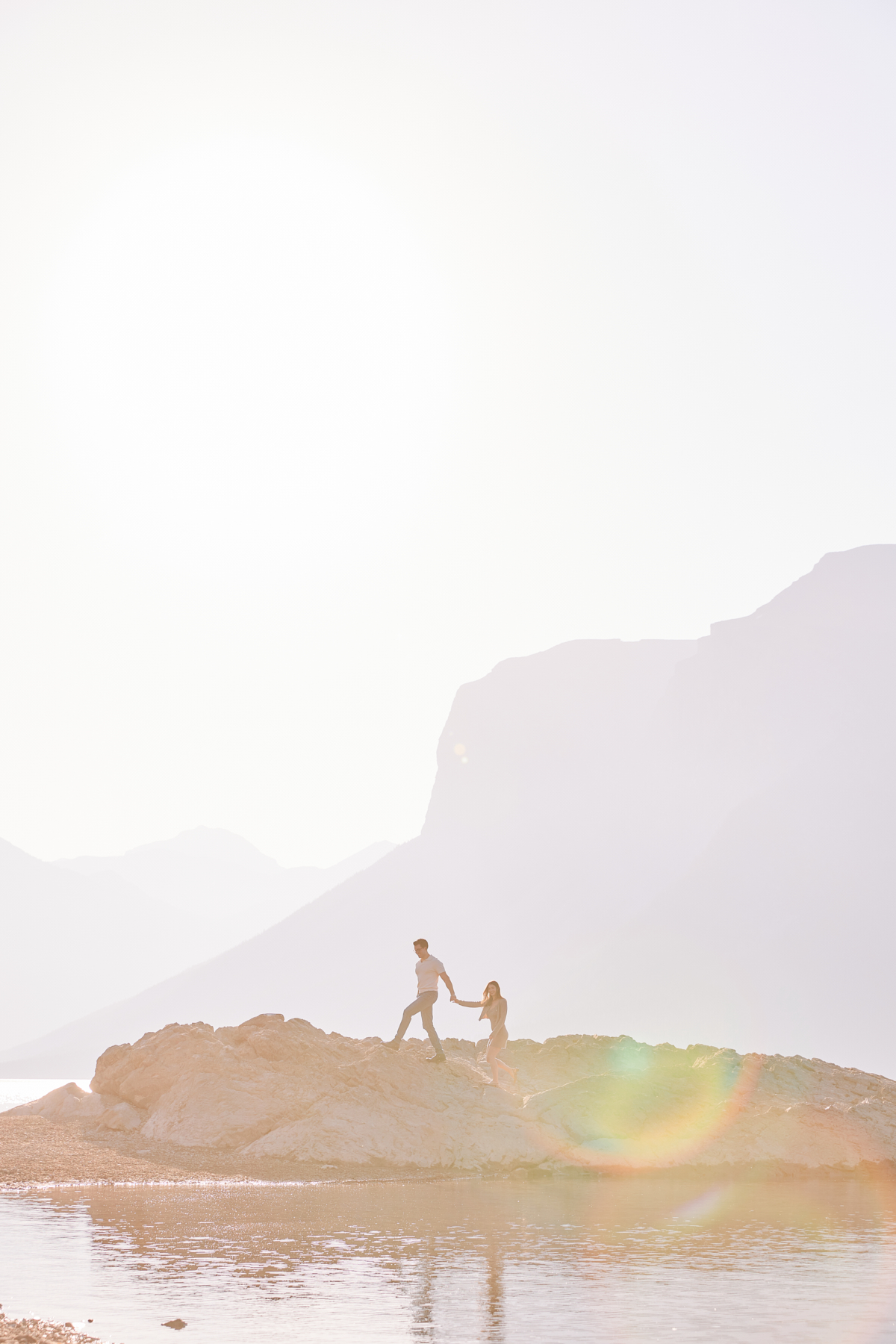 Lake Minnewanka Summer Engagement Photos 