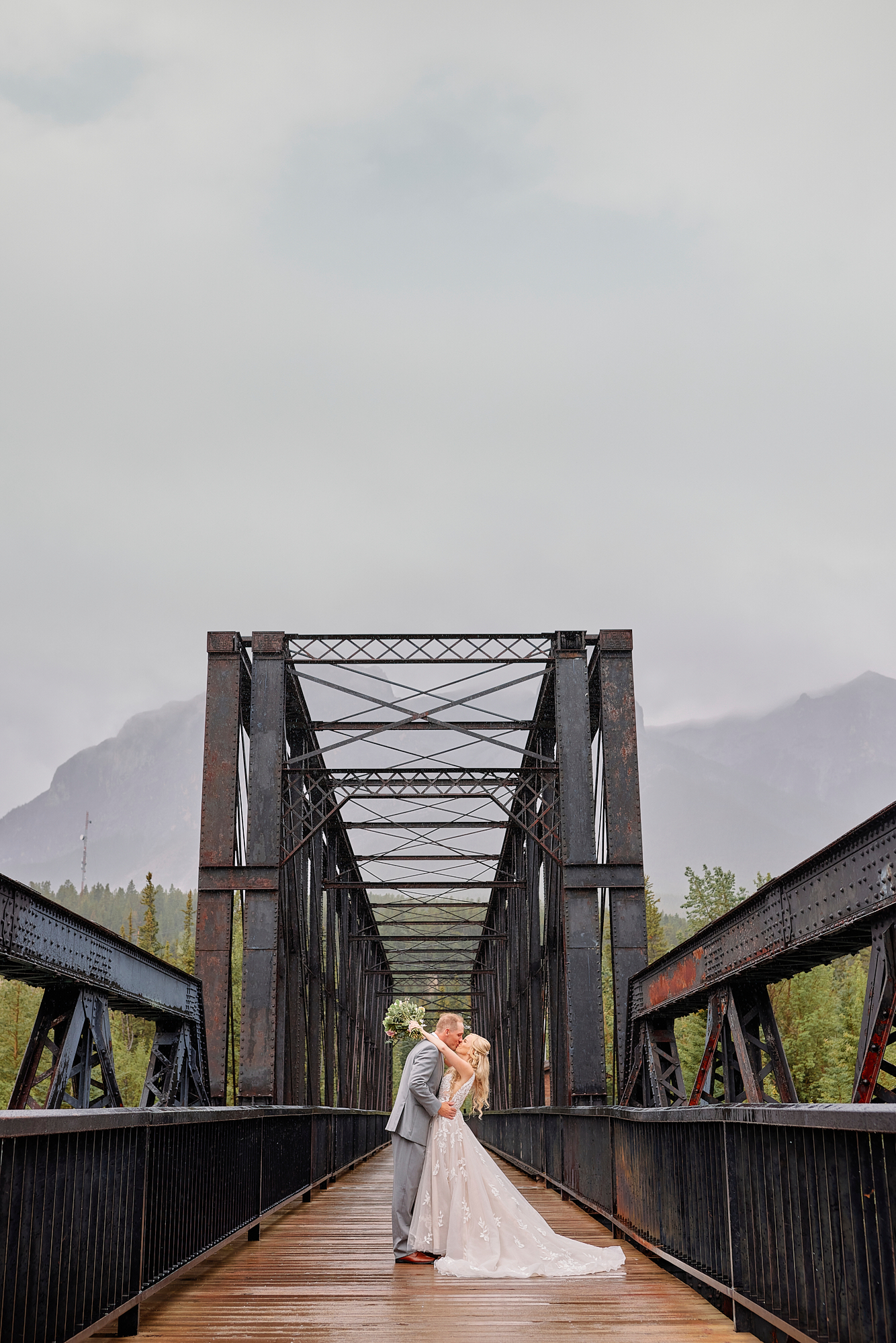 Wedding Portraits at Engine Bridge in Canmore